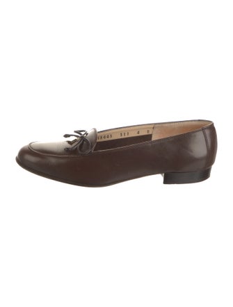 Salvatore Ferragamo Leather Bow Accents Ballet Flats