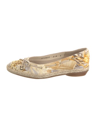 Salvatore Ferragamo Printed Bow Accents Ballet Flats
