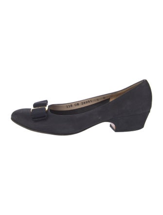 Salvatore Ferragamo Suede Bow Accents Flats