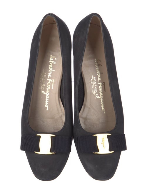 Salvatore Ferragamo Suede Bow Accents Flats