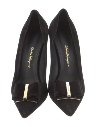 Salvatore Ferragamo Suede Bow Accents Pumps