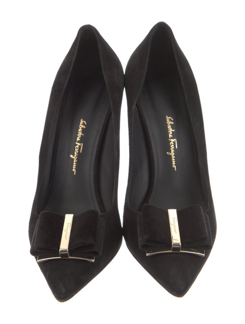 Salvatore Ferragamo Suede Bow Accents Pumps