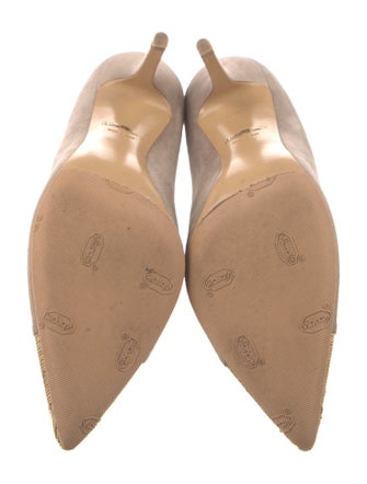 Salvatore Ferragamo Suede Chain-Link Accents Pumps