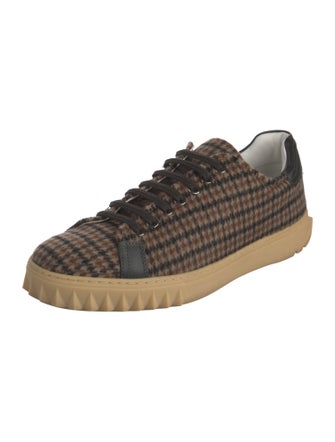 Salvatore Ferragamo Wool Plaid Print Sneakers
