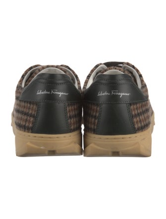 Salvatore Ferragamo Wool Plaid Print Sneakers