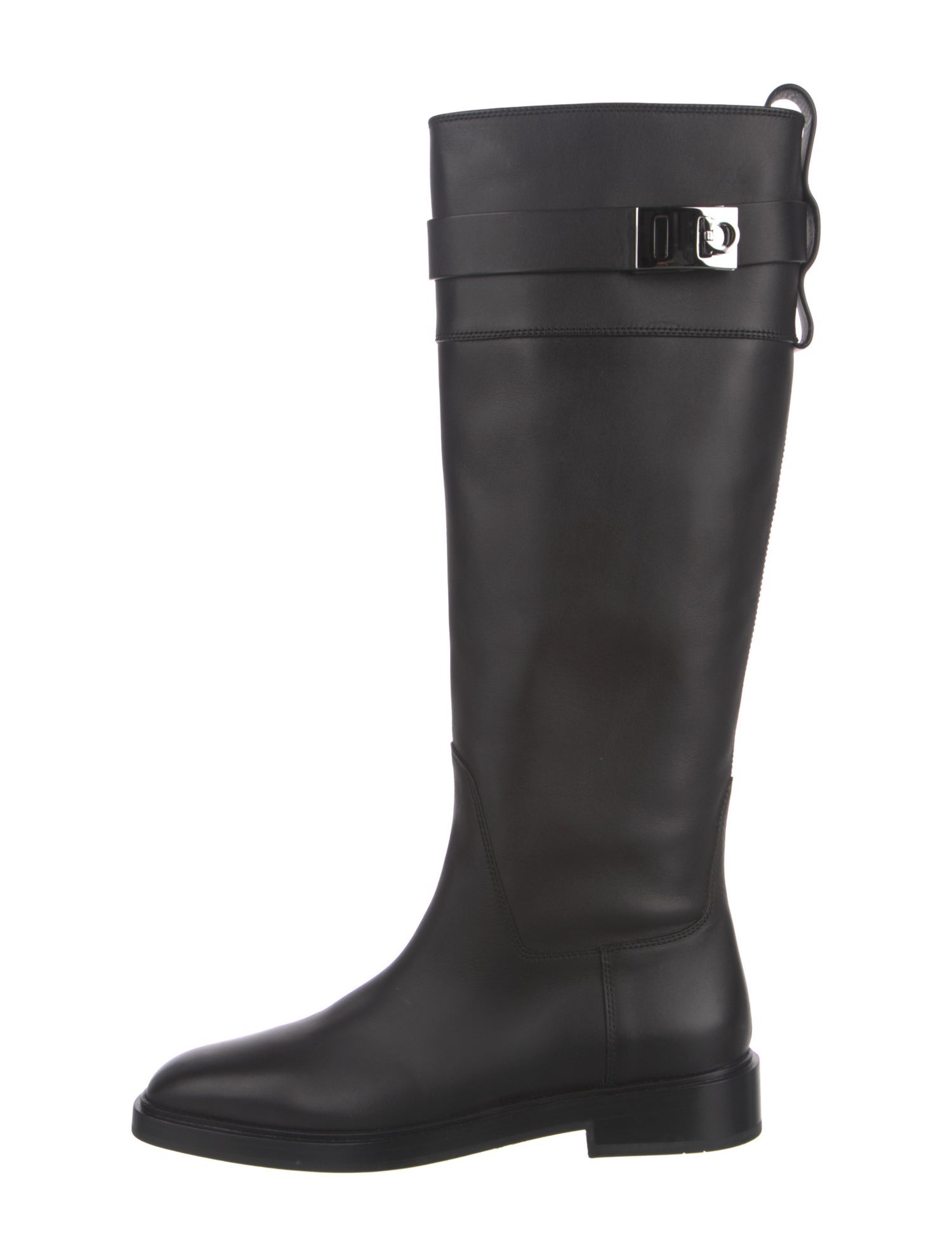 Salvatore Ferragamo Gancini Logo Leather Riding Boots