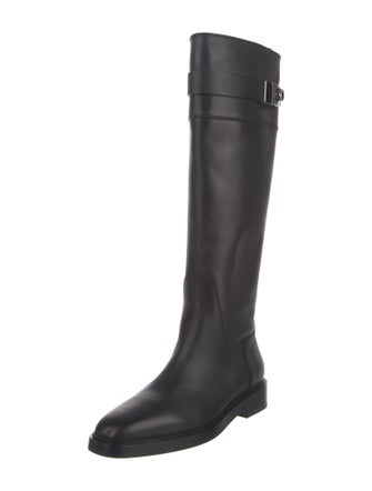 Salvatore Ferragamo Gancini Logo Leather Riding Boots