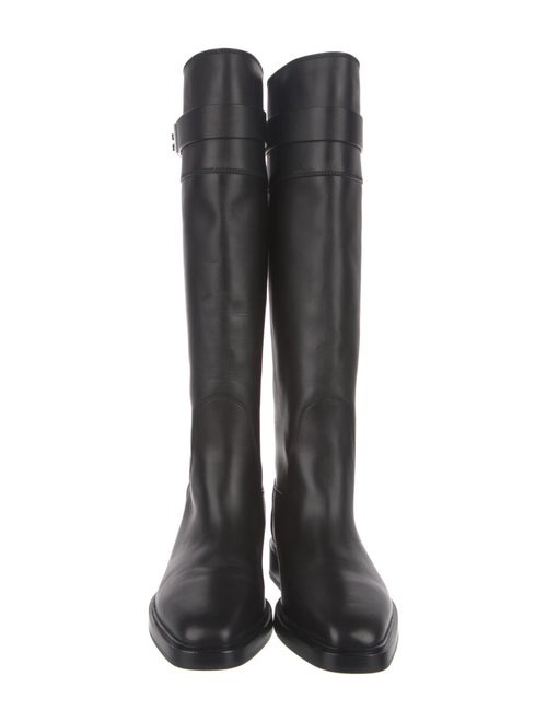 Salvatore Ferragamo Gancini Logo Leather Riding Boots
