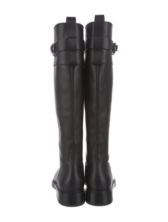 Salvatore Ferragamo Gancini Logo Leather Riding Boots