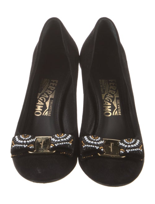 Salvatore Ferragamo Suede Studded Accents Pumps