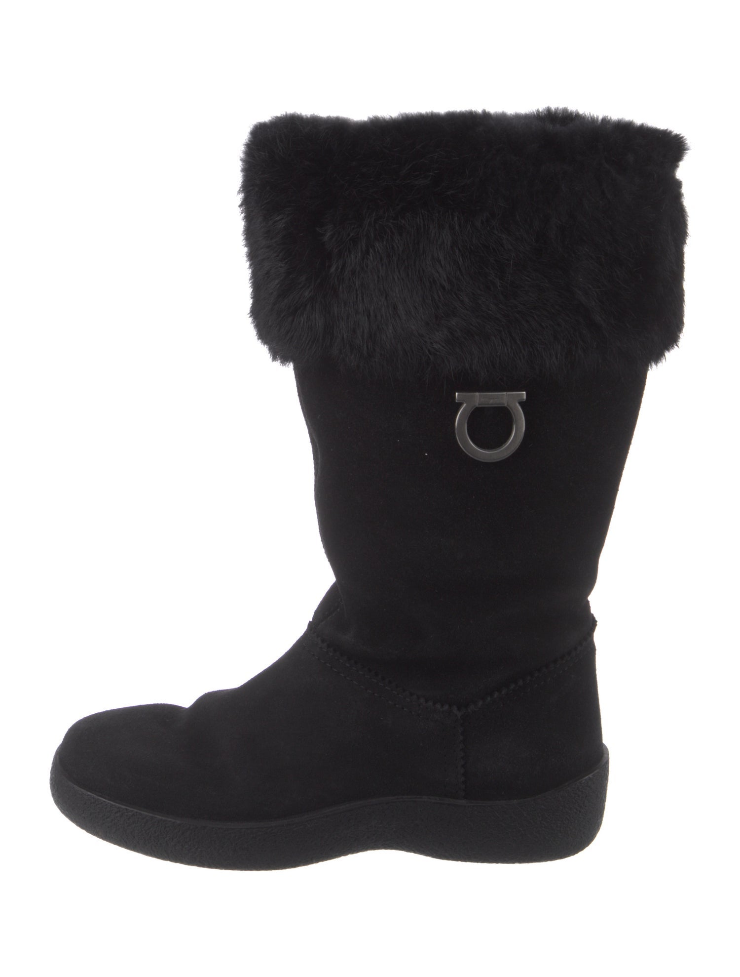 Salvatore Ferragamo Gancini Logo Suede Boots