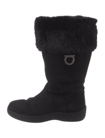 Salvatore Ferragamo Gancini Logo Suede Boots