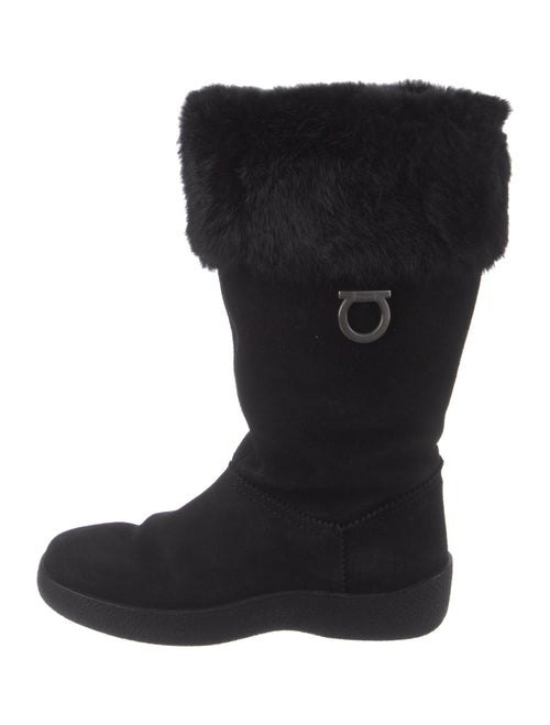 Salvatore Ferragamo Gancini Logo Suede Boots