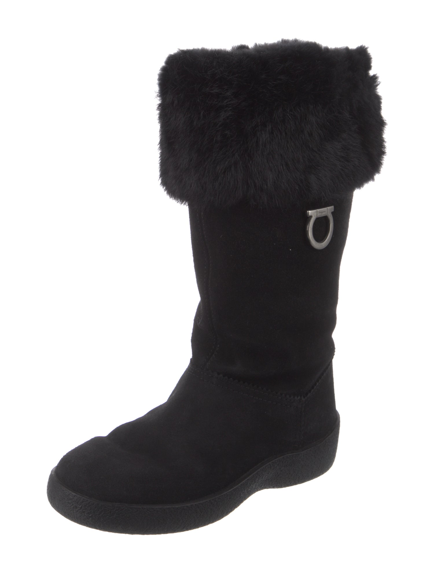 Salvatore Ferragamo Gancini Logo Suede Boots