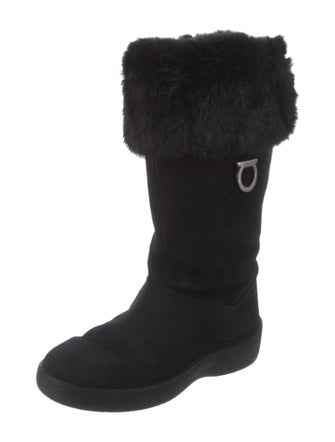 Salvatore Ferragamo Gancini Logo Suede Boots