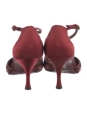 Salvatore Ferragamo Satin Printed D'Orsay Pumps