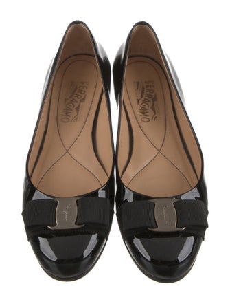 Salvatore Ferragamo Vara Bow Accent Patent Leather Ballet Flats