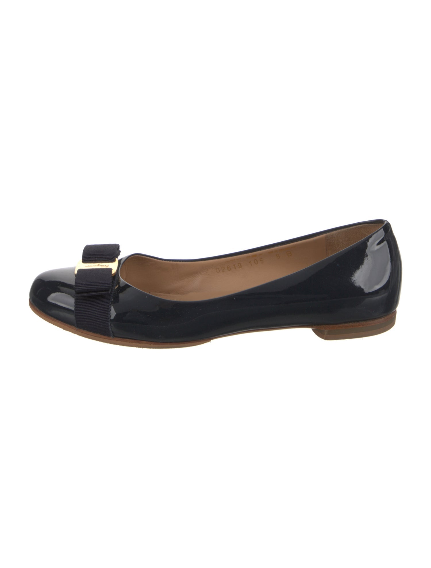 Salvatore Ferragamo Vara Bow Accent Patent Leather Ballet Flats