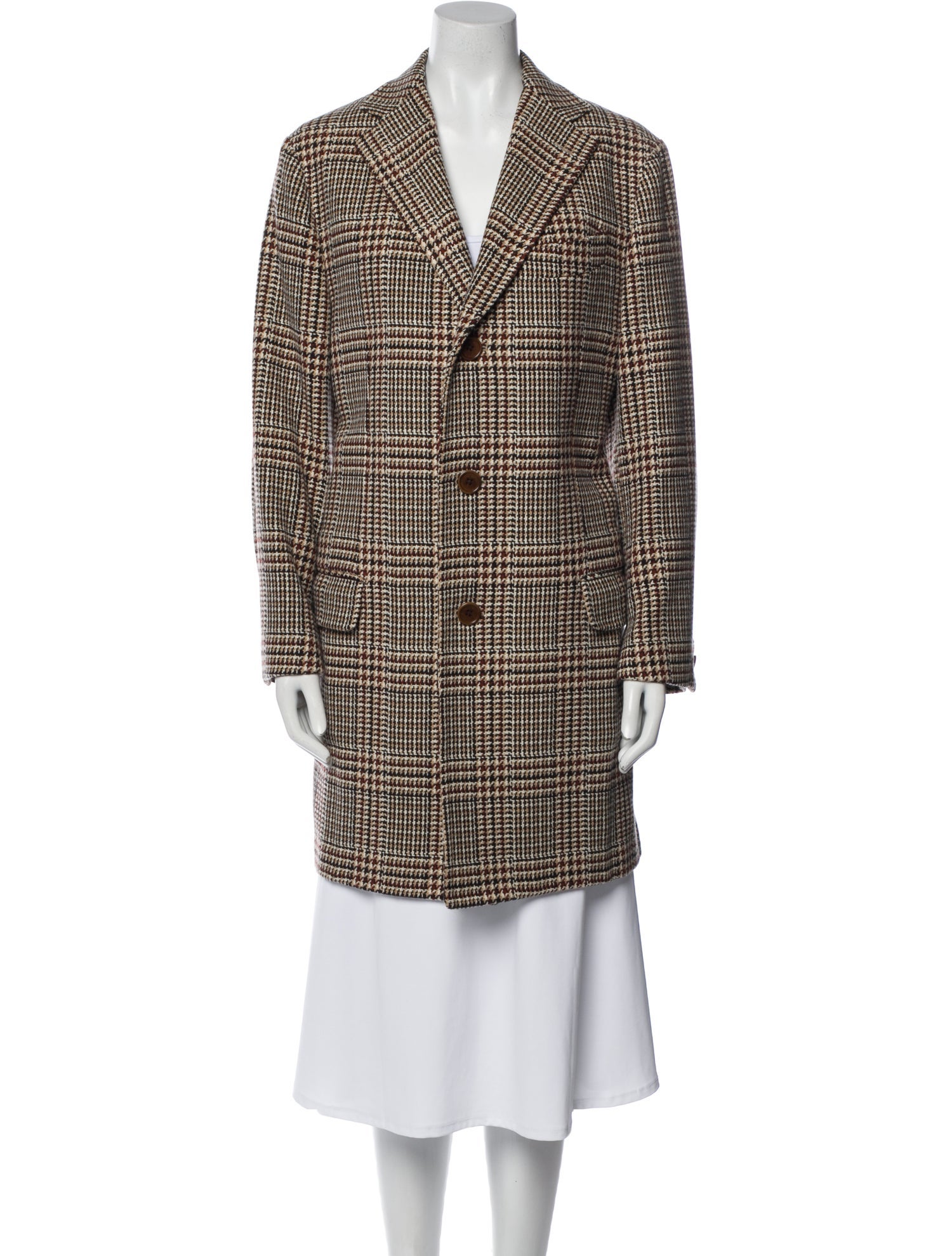 Salvatore Ferragamo Wool Plaid Print Coat