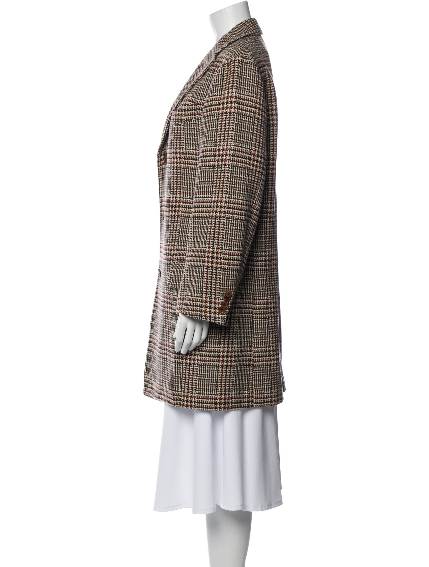 Salvatore Ferragamo Wool Plaid Print Coat