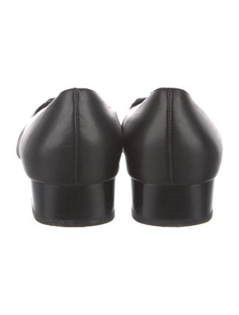 Salvatore Ferragamo Leather Bow Accents Ballet Flats