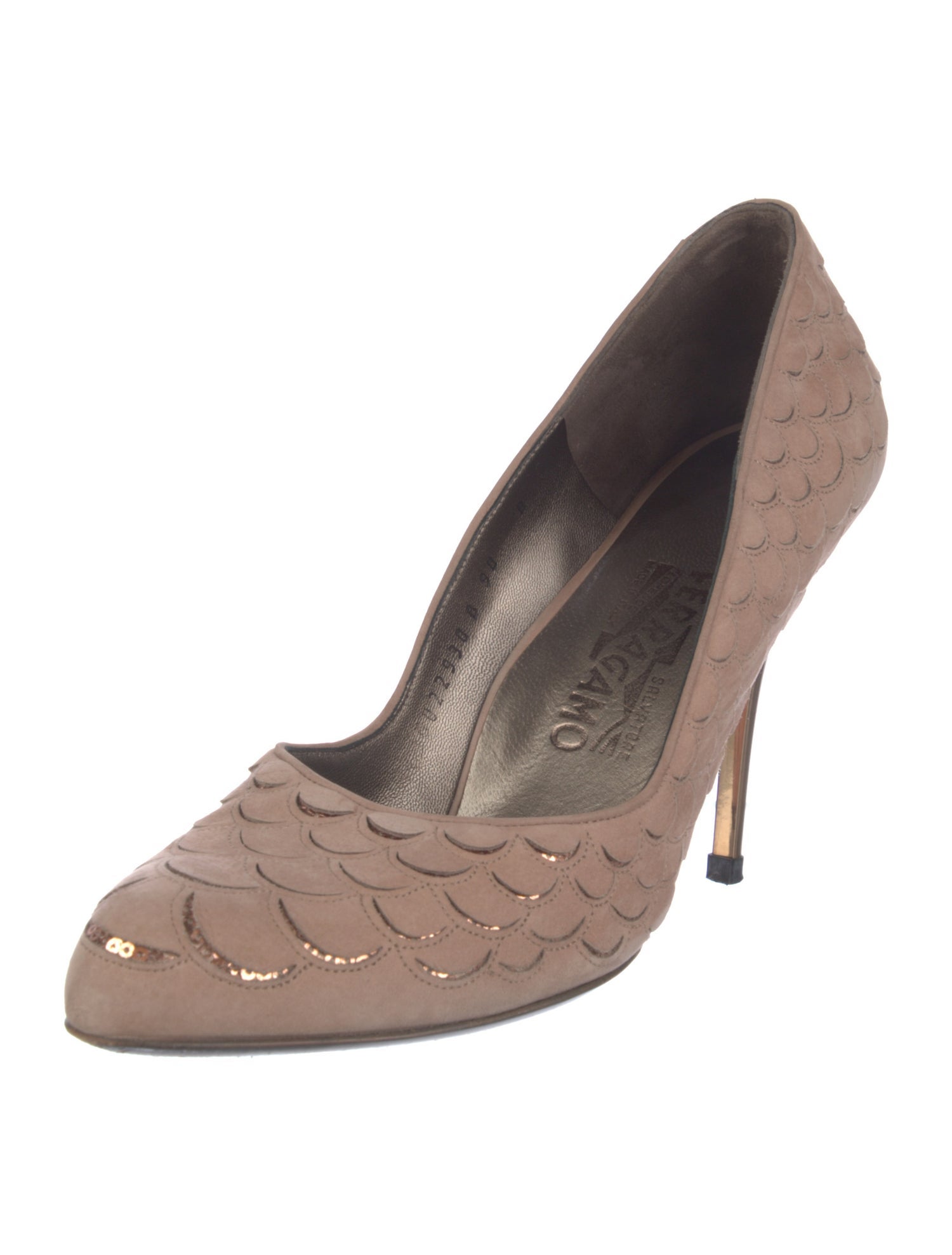 Salvatore Ferragamo Suede Sequin Embellishments Pumps
