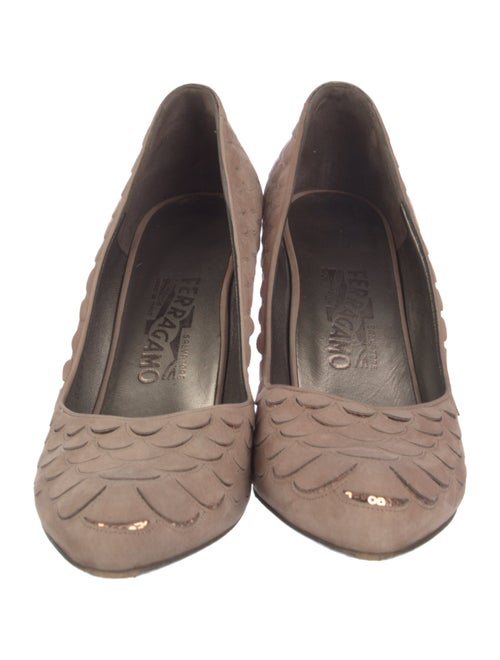Salvatore Ferragamo Suede Sequin Embellishments Pumps