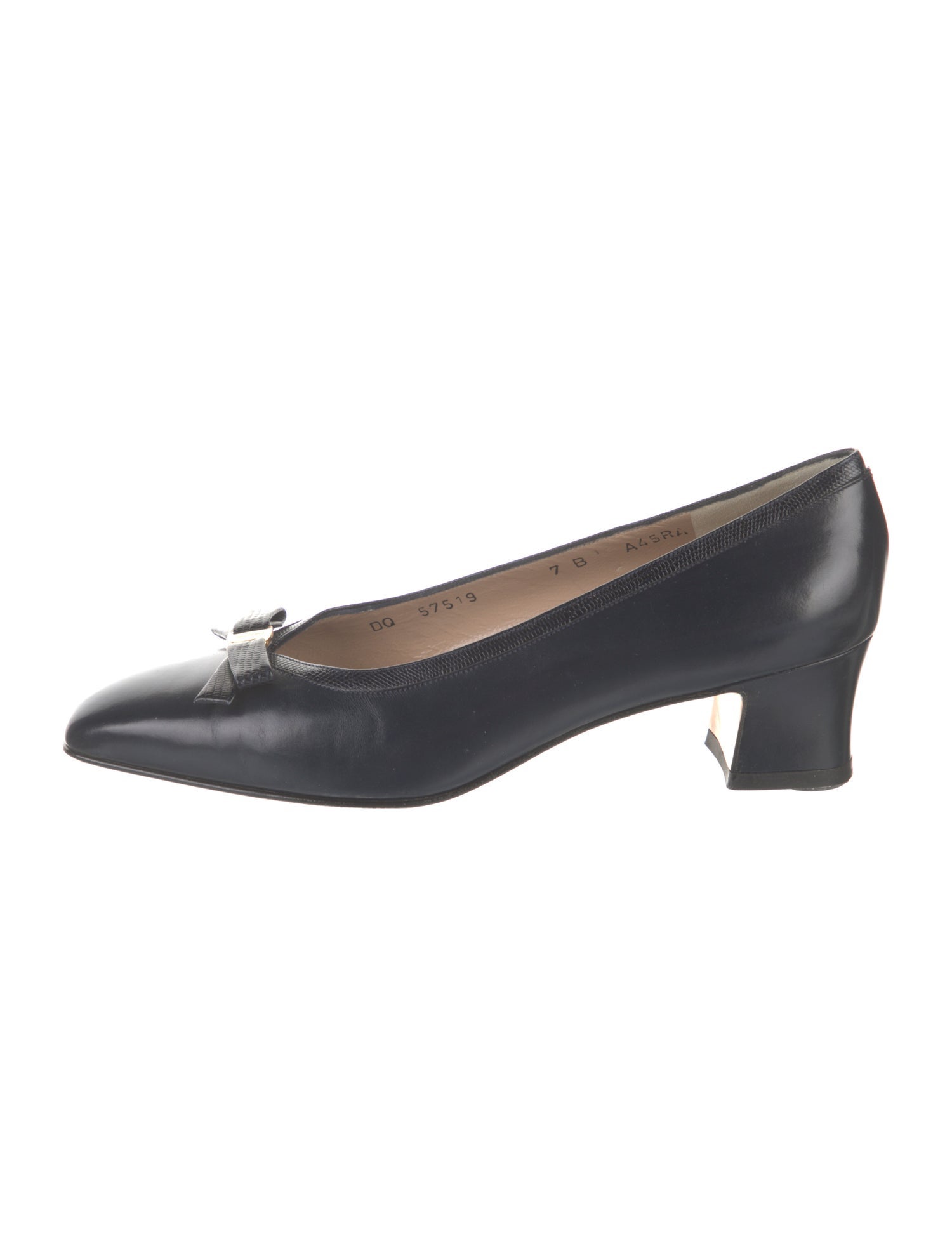 Salvatore Ferragamo Leather Bow Accents Pumps
