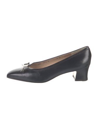 Salvatore Ferragamo Leather Bow Accents Pumps