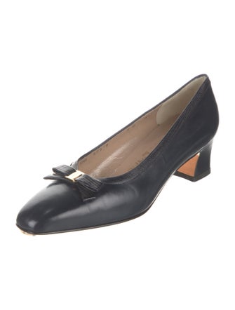 Salvatore Ferragamo Leather Bow Accents Pumps