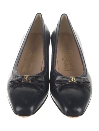 Salvatore Ferragamo Leather Bow Accents Pumps