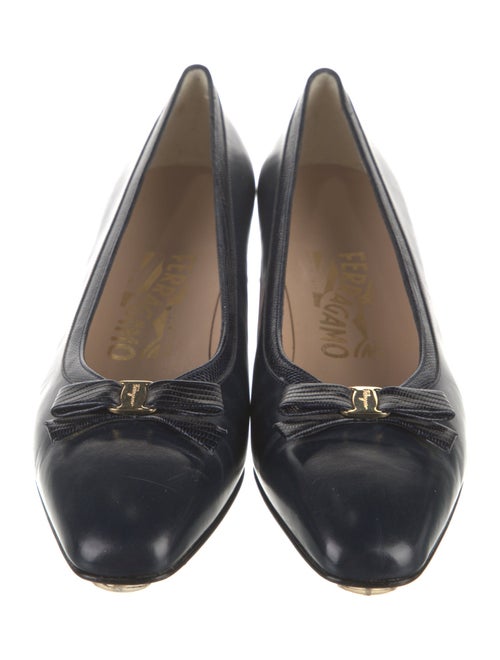 Salvatore Ferragamo Leather Bow Accents Pumps
