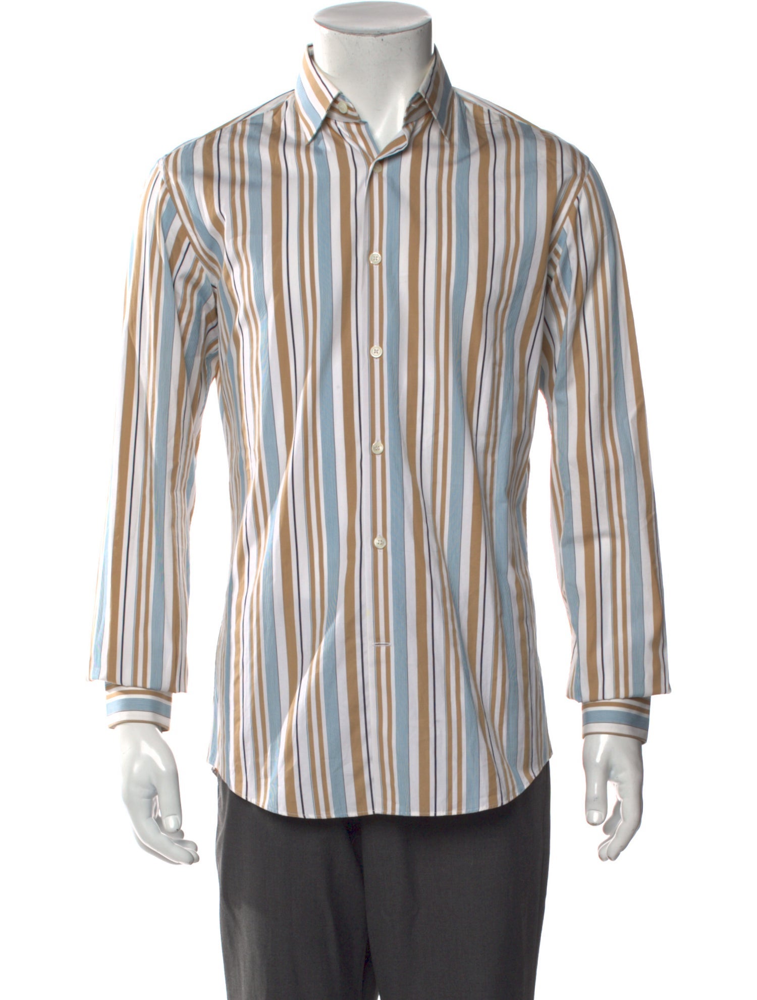 Salvatore Ferragamo Striped Long Sleeve Dress Shirt