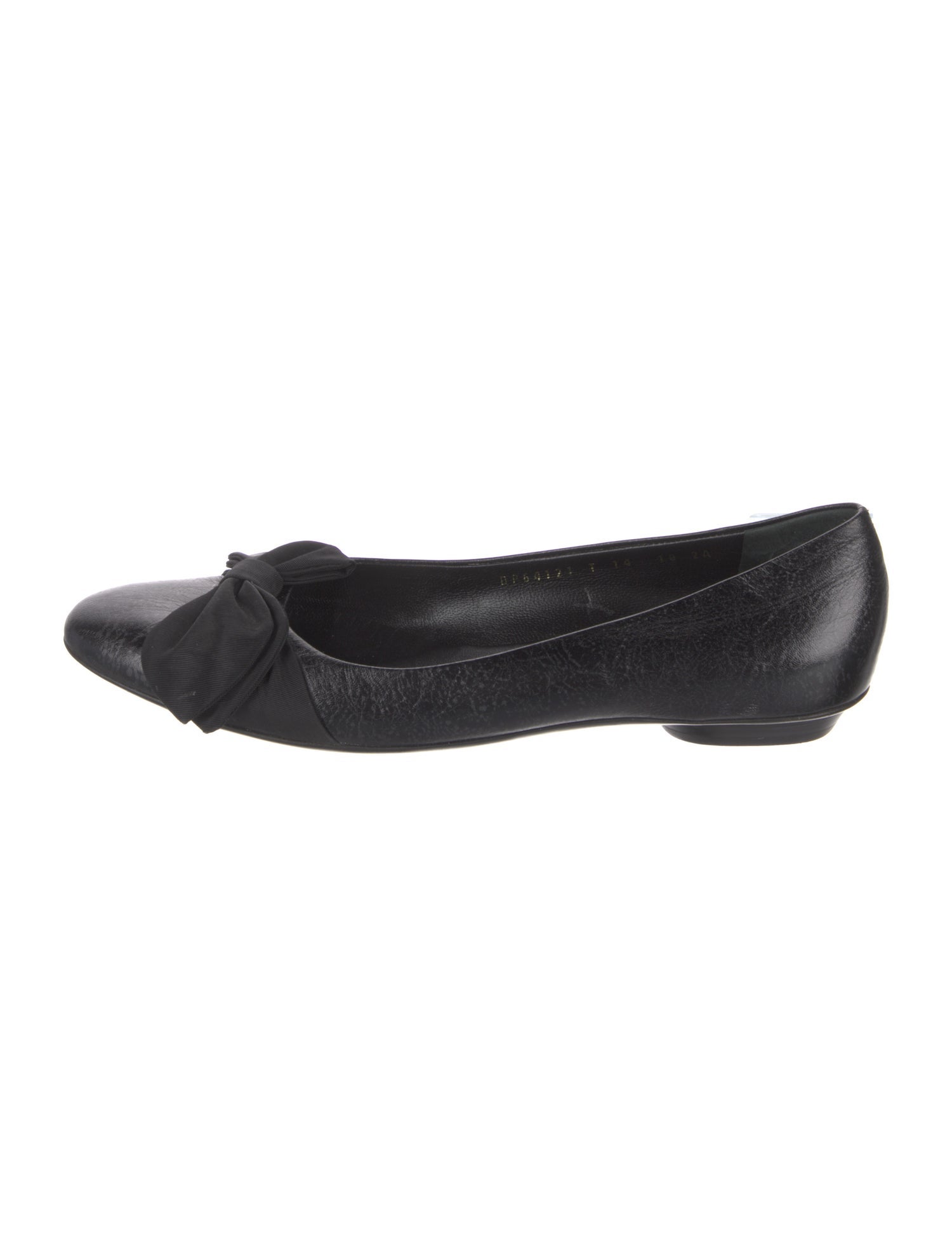 Salvatore Ferragamo Leather Bow Accents Ballet Flats