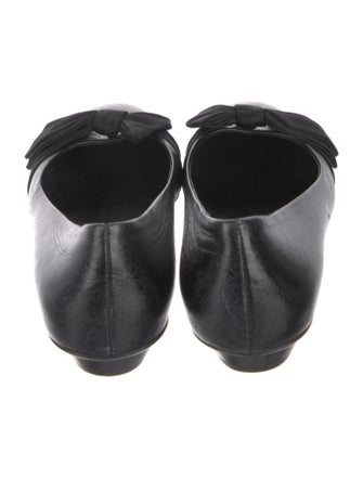Salvatore Ferragamo Leather Bow Accents Ballet Flats