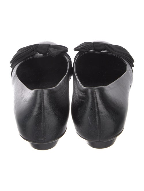 Salvatore Ferragamo Leather Bow Accents Ballet Flats
