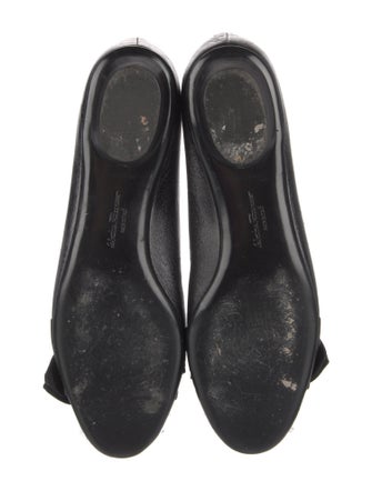 Salvatore Ferragamo Leather Bow Accents Ballet Flats