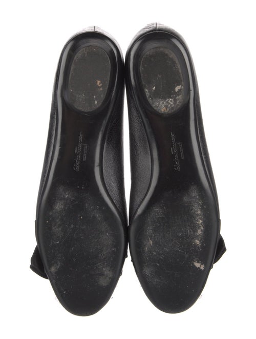 Salvatore Ferragamo Leather Bow Accents Ballet Flats