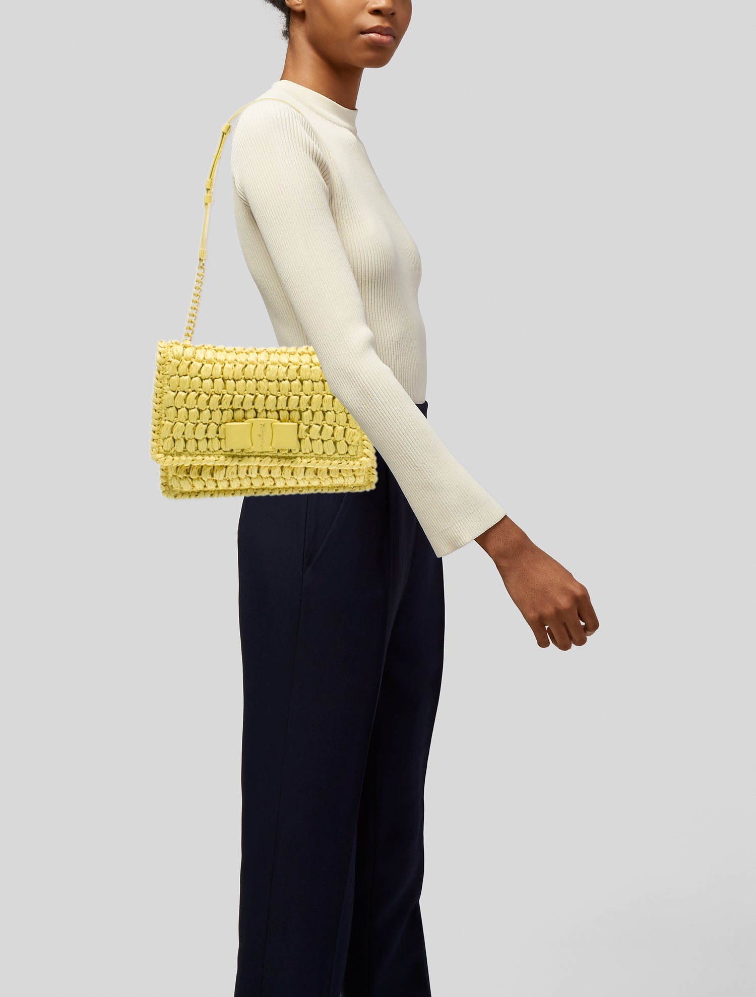 Salvatore Ferragamo Raffia Shoulder Bag