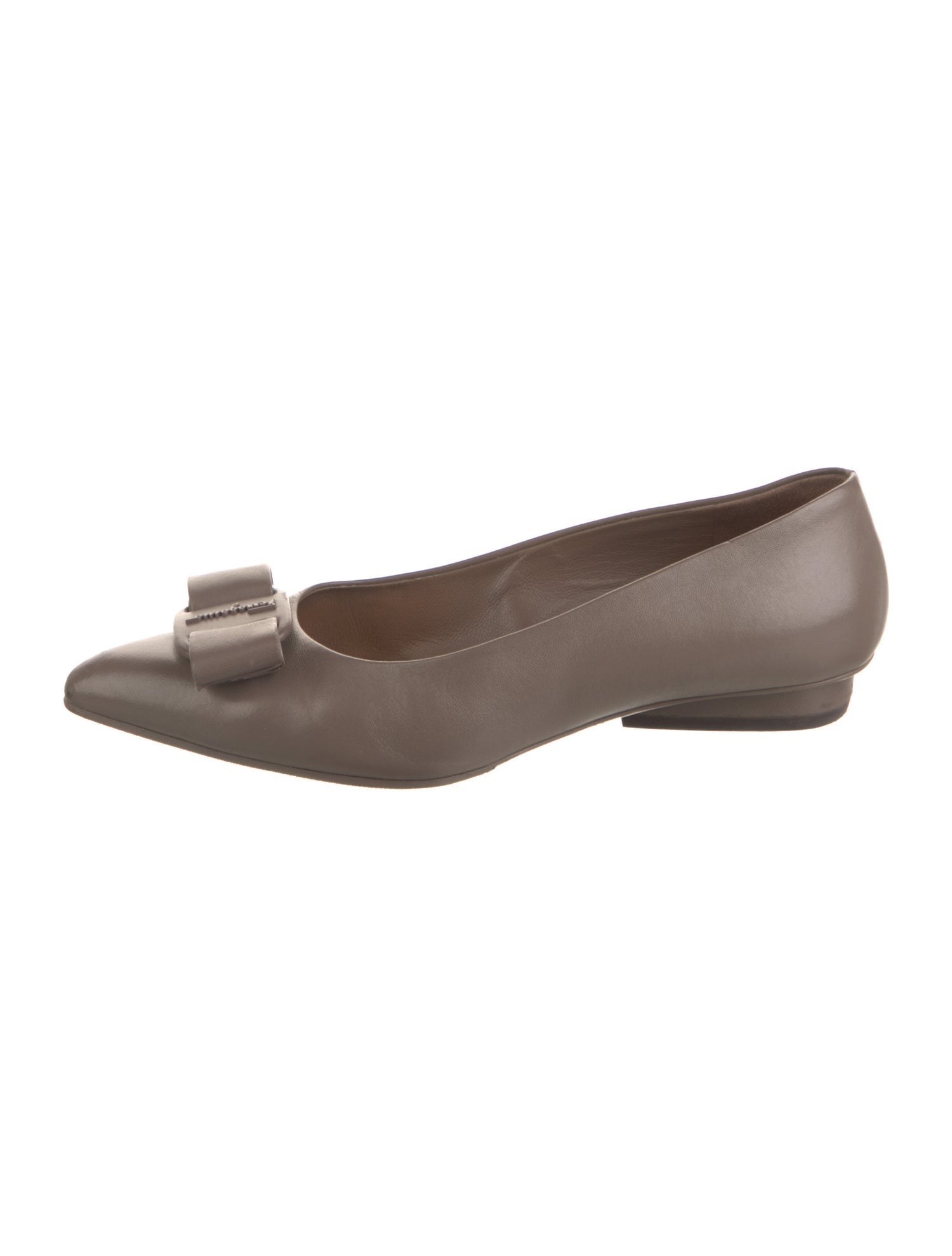 Salvatore Ferragamo Leather Bow Accents Flats