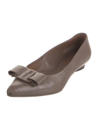 Salvatore Ferragamo Leather Bow Accents Flats
