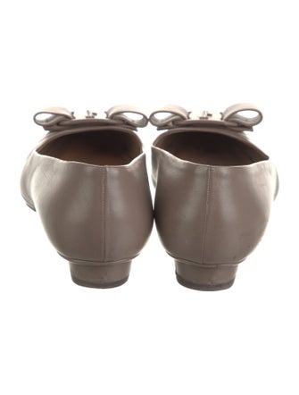Salvatore Ferragamo Leather Bow Accents Flats