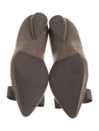 Salvatore Ferragamo Leather Bow Accents Flats