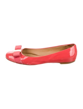 Salvatore Ferragamo Vara Bow Accent Patent Leather Ballet Flats
