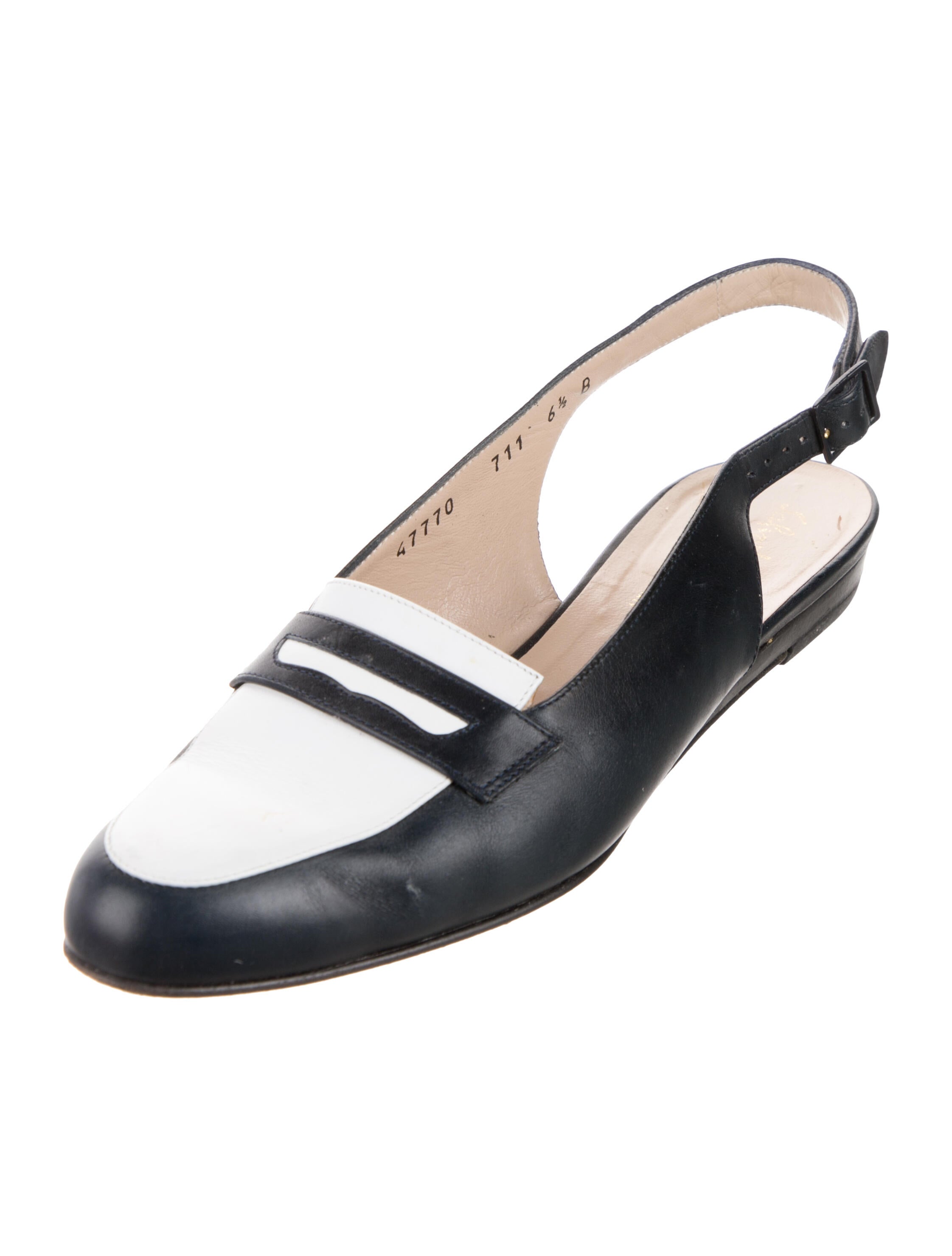 Salvatore Ferragamo Leather Colorblock Pattern Slingback Flats