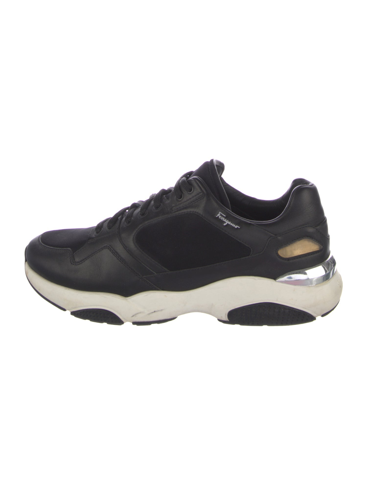 Salvatore Ferragamo Leather Colorblock Pattern Athletic Sneakers