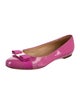 Salvatore Ferragamo Patent Leather Bow Accents Ballet Flats