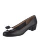 Salvatore Ferragamo Leather Bow Accents Ballet Flats
