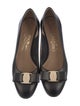 Salvatore Ferragamo Leather Bow Accents Ballet Flats