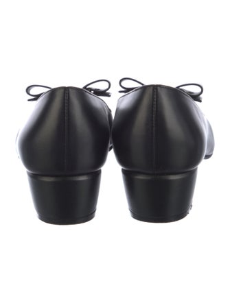 Salvatore Ferragamo Leather Bow Accents Ballet Flats